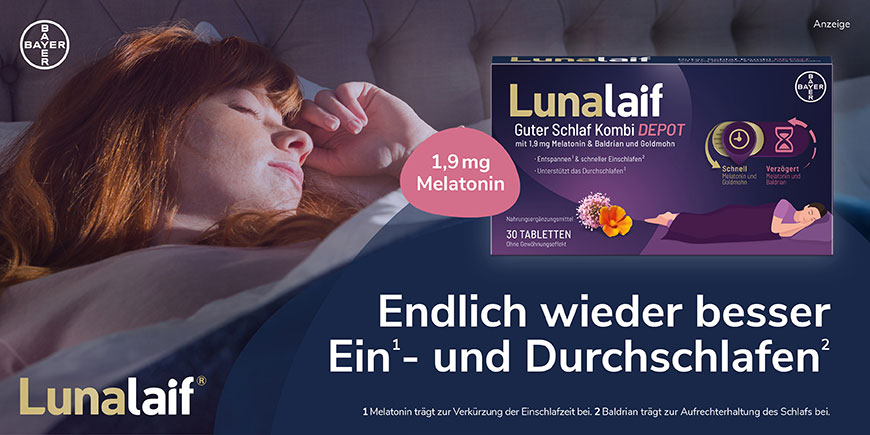 Besser einschlafen mit Lunalaif mit Melatonin