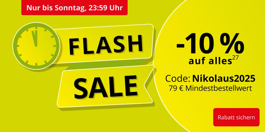 Flash Deal! 10 % Rabatt ab 79 € Bestellwert. Verwenden sie dafür den Code: Nikolaus2025 – Ausgenommen davon sind rezeptpflichtige Produkte, Bücher und Säuglingsanfangsnahrung.