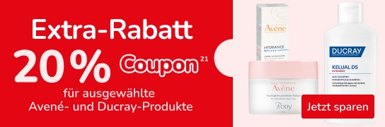 20 % Extra-Rabatt auf ausgewählte Avené-Produkte. Weitere Bedingungen unter Fußnote 21
