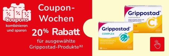20 % Extra-Rabatt auf ausgewählte Grippostad-Produkte - Weitere Bedingungen siehe Fußnote 32